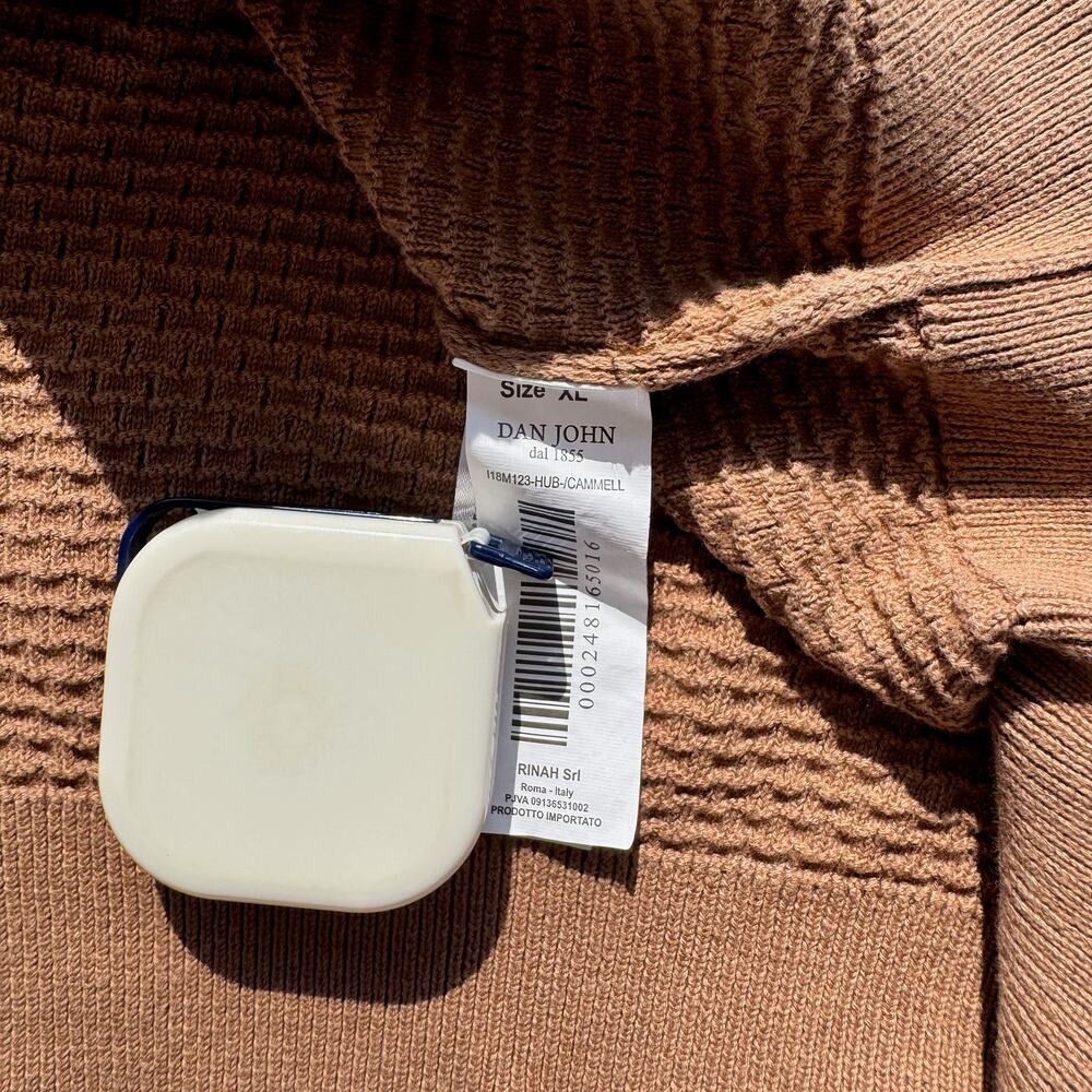 Dan John Textured Knit Long Sleeve Shirt Carmel Brown Men's XL Old Money Euro - Picture 8 of 15